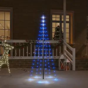 Kalėdų eglutė ant vėliavos stiebo, 180cm, 108 mėlynos LED