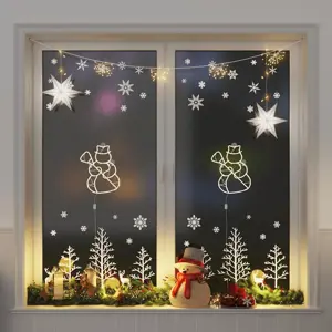 Kalėdiniai žibintai Snowman Silhouette 2 vnt 35LED šiltai balta