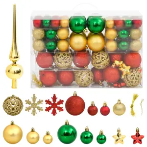 Kalėdiniai žaisliukai, 112vnt., įvairių spalvų, polistirenas