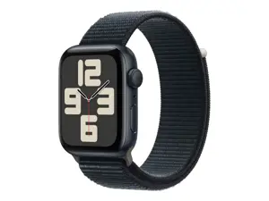 "Apple Watch SE GPS" 44 mm vidurnakčio aliuminio korpusas su vidurnakčio sporto kilpa "Apple