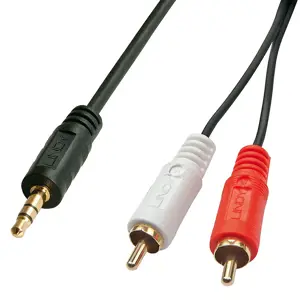 "Lindy" garso kabelis 2xPhono 3,5 mm /2 m, 3,5 mm, vyriškas, 2 x RCA, vyriškas, 2 m, juodas, raudon…