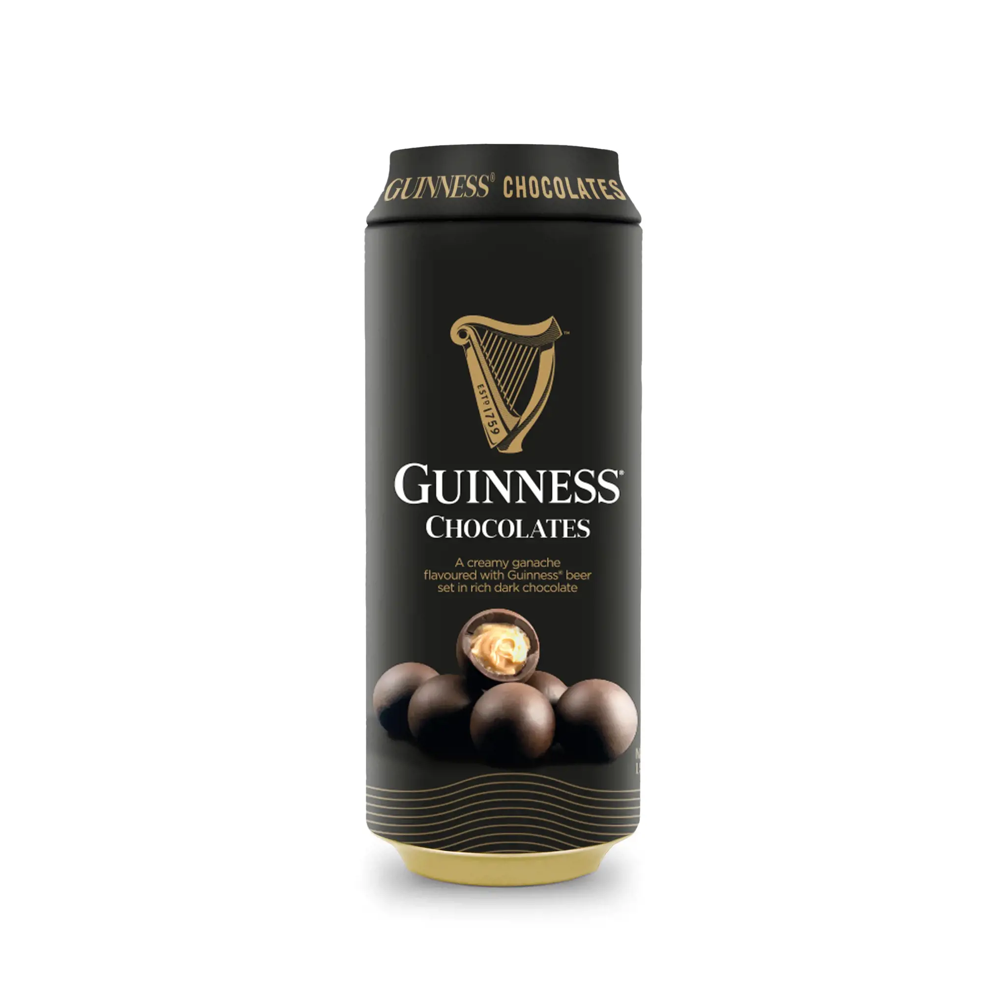 Juodojo šokolado saldainiai GUINNESS, su kremu, alumi, skardinėje, 125 g