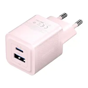 Wall charger, Vention, FEQP0-EU,  USB-C + USB- A,  30W/30W, GaN (pink)