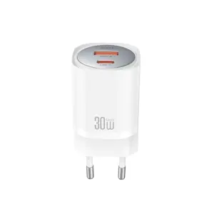 XO wall charger CE21 PD 33W 1x USB-C 1x USB white + cable USB-C - Lightning