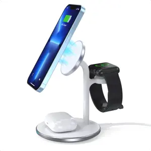 Choetech T585-F Mag Leap Duo 3-in-1 Magnetic Wireless Charging Stand White