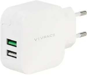 "Vivanco" įkroviklis USB 2,4A/1A, baltas (37563)