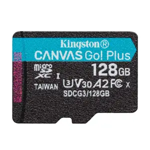 KINGSTON 128 GB microSDXC Canvas Go Plus 170R A2 U3 V30 vienkartinė pakuotė be ADP