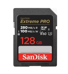 SanDisk Extreme PRO 128GB V60 UHS-II SD cards, 280/100MB/s,V60,C10,UHS-II, EAN: 619659202132