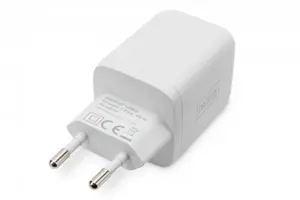 DIGITUS USB-C mini įkroviklis 2 prievadų 65W 2x USB-C 45W+20W baltas