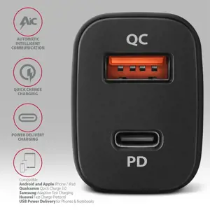 AXAGON PWC-PQ38 38W automobilinis įkroviklis 2x USB-A+C prievadas