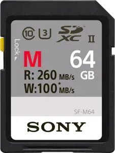 "Sony" SF64M, 64 GB, SDHC, 10 klasės, UHS-II, 260 MB/s, 100 MB/s