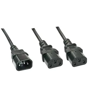 Lindy 1m IEC Splitter Cable IEC C14 to 2 x IEC C13, 1 m, C14 coupler, 2 x C13 coupler