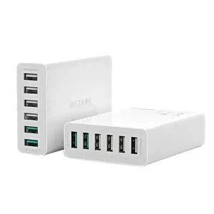 BlitzWolf BW-S15 kelioninis įkroviklis 6 x USB / 60W / 4.8A / Quick Charge 3.0 baltas