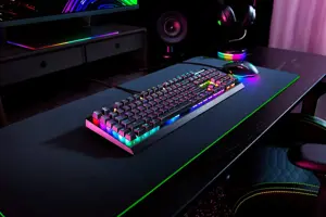 "Razer BlackWidow V4 X" mechaninė žaidimų klaviatūra, žalias jungiklis, šiaurietiškas išdėstymas, laidinė, juoda