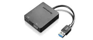 "Lenovo" universalus USB 3.0 į VGA/HDMI, USB Type-A, moteriškas, vyriškas, juodas, CB, FCC, ICES, CE-EMC, C-tick, VCCI, BSMI-EMC, KC, -5 - 40 °C