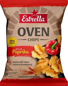 Bulvių traškučiai ESTRELLA OVEN CHIPS švelnaus paprikų skonio 125g