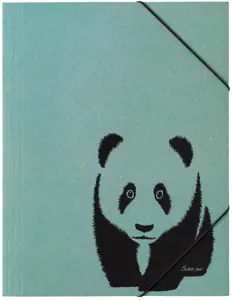 Aplankas dokumentams, sąsiuviniams PAGNA Panda, A4, su gumele, žalia sp.