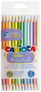 Spalvoti dvipusiai pieštukai CARIOCA Pastel, 12 vnt.