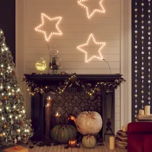 Kalėdinės dekoracijos žvaigždės su 48 LED, 2vnt., šiltos, 56cm