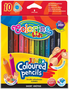 Spalvoti pieštukai, tribriauniai, stori JUMBO  COLORINO, 10 spalvų