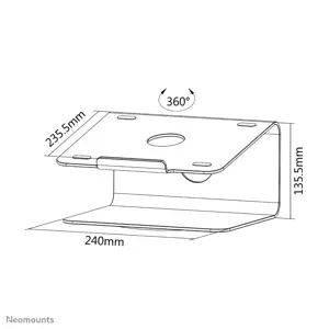 "Neomounts by Newstar" nešiojamojo kompiuterio stovas, Nešiojamojo kompiuterio stovas, sidabrinis, 25,4 cm (10"), 43,2 cm (17"), 5 kg, 360°