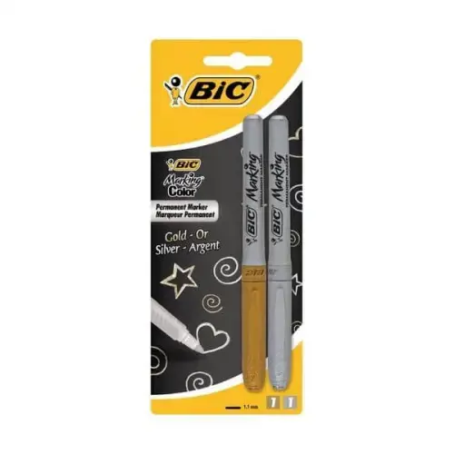 BIC Permanentiniai žymekliai, 2 vnt. rinkinys, auksinis + sidabrinis 302259