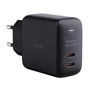 "Aukey PA-B4T", 2xUSB-C, 45 W tinklo įkroviklis (juodas)