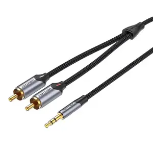 Kabelis 2xRCA (Cinch) lizdas su 3,5 mm jungtimi Vention BCNBK 8 m (pilkas)