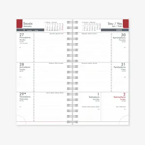 Kalendorius MIDI FLEX Spirex 2025, 100 x 170 mm, PU, juoda