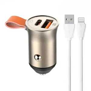 LDNIO C509Q USB, USB-C 30W automobilinis įkroviklis + "Lightning" laidas