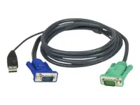 ATEN USB KVM kabelis 3 m, 3 m, VGA, juodas, HD-15, USB A, SPHD-15, vyriškas/vyriškas