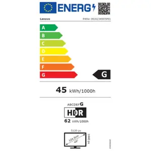 LENOVO P49w-30 49 colių IPS 5120x1440 32:9 60Hz 350cd/m2 4 ms 2x HDMI DP 4xUSB 3.2 G1 USB-C 3.2 G1 USB-C 3.2 G1 USB-B 3.2 G1 RJ45 2x5W Raven Black