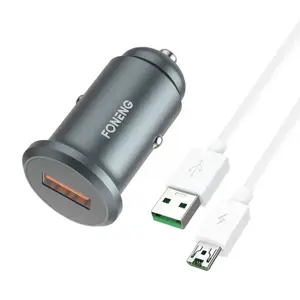 GSM mini automobilinis įkrovimo rinkinys Foneng C15 4A micro USB (metalinis)