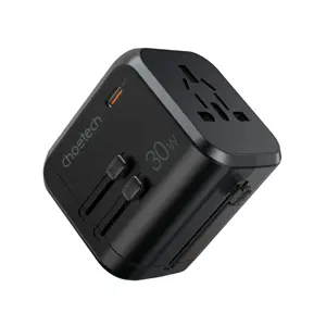 Choetech Fast Universal GaN USB Travel Charger Type C | 3 x USB-A 30W Power Delivery Black (PD5008-…