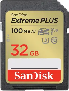 "SanDisk Extreme PLUS" 32 GB SDHC atminties kortelė + 2 metų "RescuePRO Deluxe" iki 100MB/s ir 60MB…