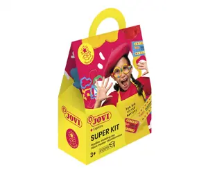 SUPER rinkinys Jovi: Plastilinas 3 blokeliai x 50 gr + 6 formelės ir 1 volelis plastilinui