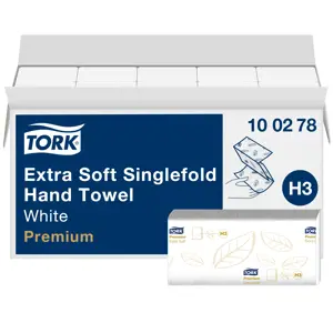 Popieriniai rankšluosčiai TORK PREMIUM EXTRA SOFT H3, 100278, 2 sl., 200 serv., 23 x 22.6 cm, balta sp.