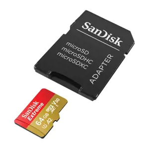 "SanDisk Extreme microSDXC 64GB + SD adapteris + 1 metų "RescuePRO Deluxe" iki 170MB/s ir 80MB/s sk…