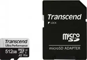 TRANSCEND 512GB microSD w/ adapter UHS-I U3 A2 Ultra Performance