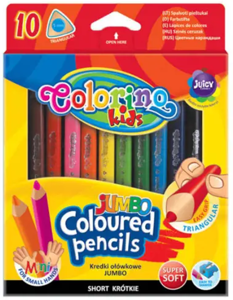 Spalvoti pieštukai Colorino Kids JUMBO, trikampiai, 10 spalvų