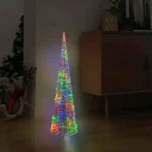 Akrilinė LED dekoracija piramidė, įvairių spalvų, 90cm