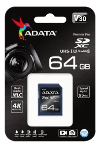 ADATA 64GB SDXC UHS-I U3 V30S 95MB/60MB