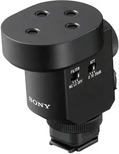 "Sony ECM-M1", Skaitmeninio fotoaparato mikrofonas, -20 dB, juodas, 7,2 V, 40 mm, 64,4 mm