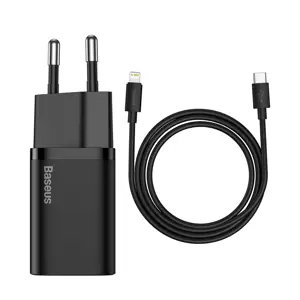 (Baseus Super Si 1C greitasis įkroviklis USB Type C 20W Power Delivery + USB Type C - Lightning kab…