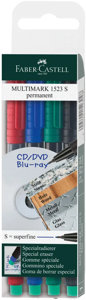 Permanentinis žymeklis CD/DVD diskams FABER CASTELL MULTIMARK S, 4 sp. komplektas