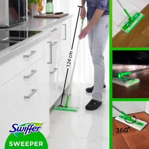 Swiffer Sweeper Starter Kit XXL: šluota,sausos serv.8vnt ir šlapios serv.3vnt