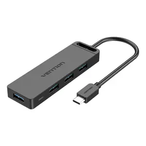 USB-C 3.0 4 prievadų šakotuvas su maitinimo šaltiniu Vention TGKBD 0,5 m juodas ABS