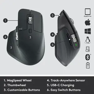 "Logitech MX Master 3S Performance" belaidė pelė - grafito spalvos