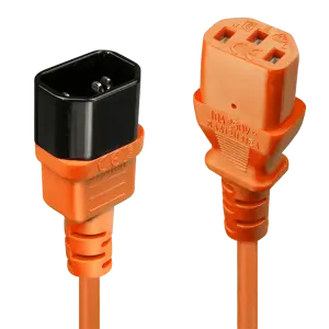 Lindy 0.5m IEC Extension Cable, Orange, 0.5 m, C14 coupler, C13 coupler