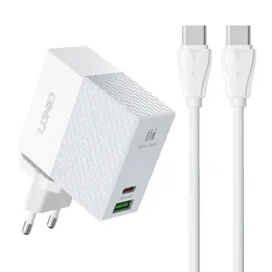 LDNIO A2620C USB, USB-C 65W tinklo įkroviklis + USB-C - USB-C kabelis